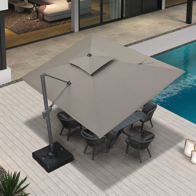 Parasol rectangulaire en porte-à-faux 9 pi x 12 pi, taupe, Taupe