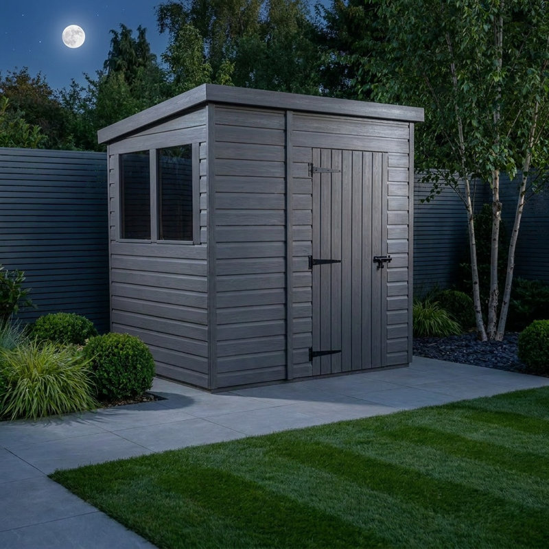 Total Sheds 7ft x 4ft Composite Pent Garden Shed - Single Door - With Windows - EPDM Rubber Roof - UK Manufactured
