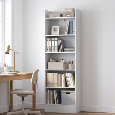 Bibliothèque standard à 6 niveaux, tablette pour petits espaces, rangement sur pied pour livres, bibliothèque haute pour bureau, salon, chambre