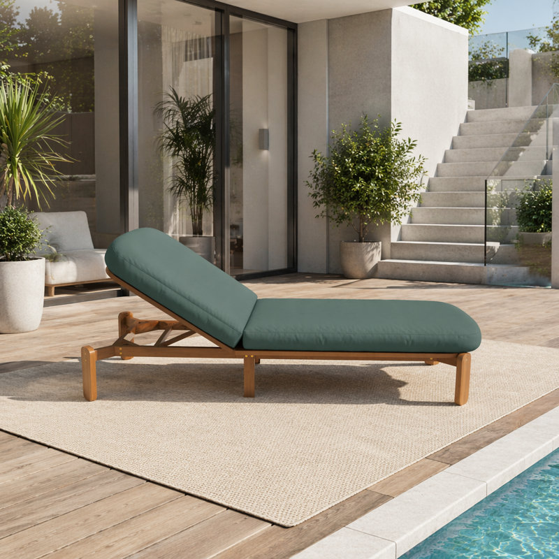 Chaise longue d'extérieur ajustable, Vert