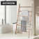 Solid Wood Blanket Ladder Shelf With 6-Layer Rustic Farmhouse Design For Living Room And Bathroom Organization