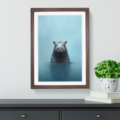 Hippo Minimalism - Framed Print