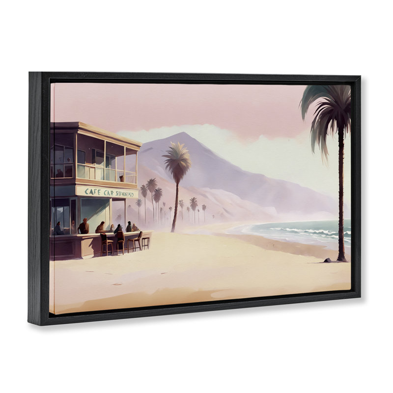 «Café at Head Of Bay», toile flottante encadrée grise par Noah Bay, Cadre flottant noir de jais, H 21 po x l 31 po