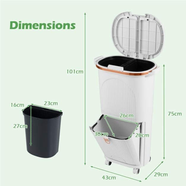 Plastic Waste Bin, White