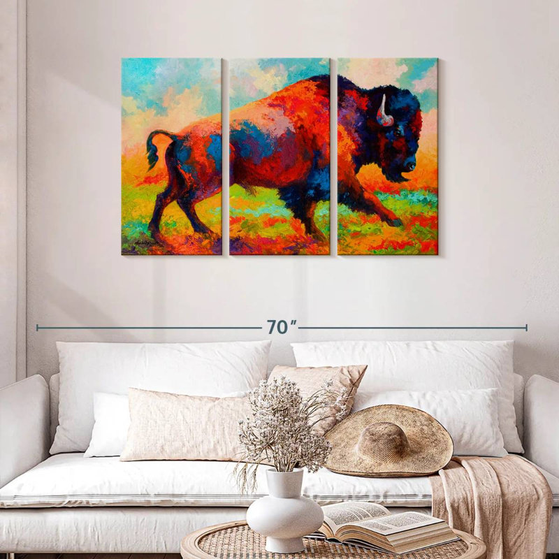 Brampt Bison Running Free, 28" H x 45" W