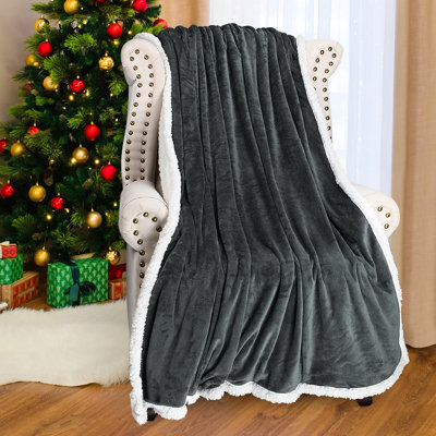 Jeté de Noël en sherpa, jetés à thème de Noël pour lit de canapé, couverture de cadeau de Noël en peluche | Très doux, chaud, moelleux, confortable, 60 po x 80 po