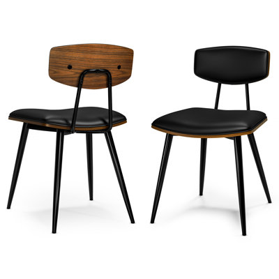 Mavis Vegan Faux Leather Upholstered Dining Chair with Curved Backrest and Tapered Iron Legs