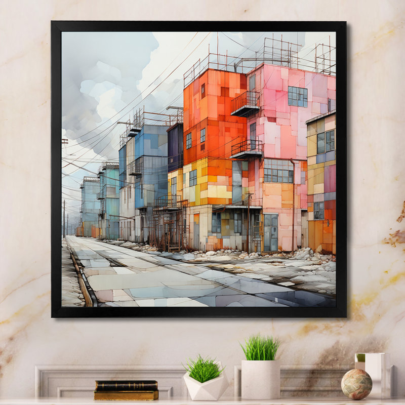 «Warehouse Industrial Cubic Palette I», reproduction sur toile, H 24 po x l 24 po x P 1 po, Cadre simple noir