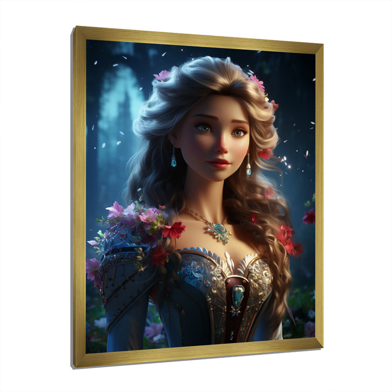 «Fairytale Princess I», reproduction sur toile, H 32 po x l 24 po x P 1 po, Encadrement doré