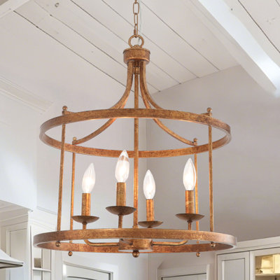 Gold Leaf Brass Lantern 4-light CHandelier