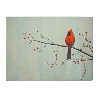 Cardinal Bird Minimalism  Glass Chopping Board
