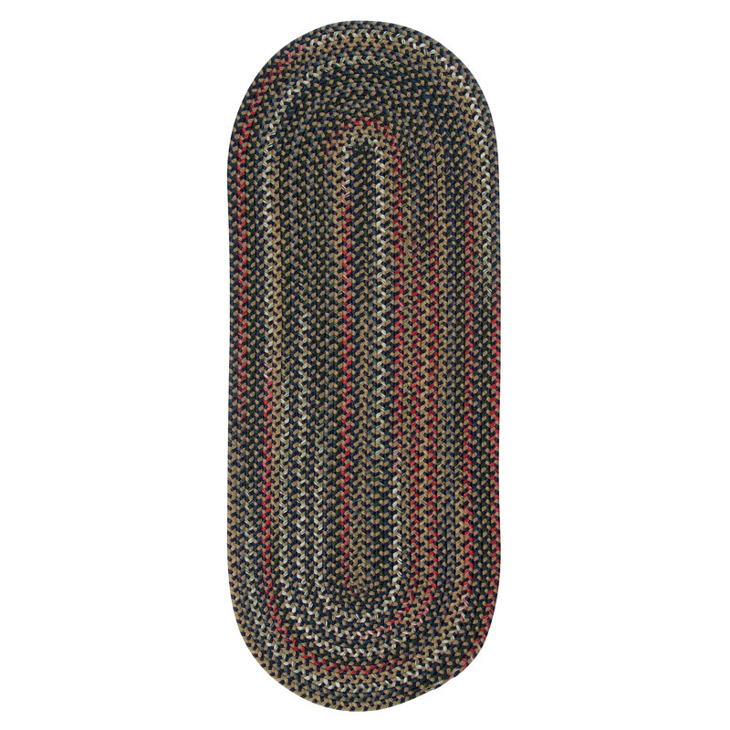 Tapis bleu marine tressé Wayland, Rectangle 2 pi 6 po x 5 pi
