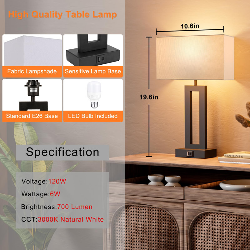 Cavid Metal USB Table Lamp, White