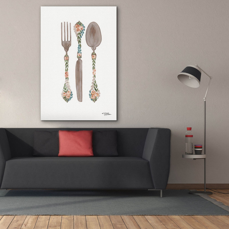  Art floral sur toile 40 pi x 60 po «Floral Flatware» par Michele Norman