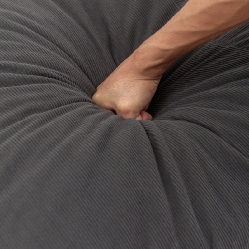 Floor Bean Bag Chair, Lounger For Adults & Kids, For Living Room, Balcony & Entertainment Spaces, Gray Corduroy