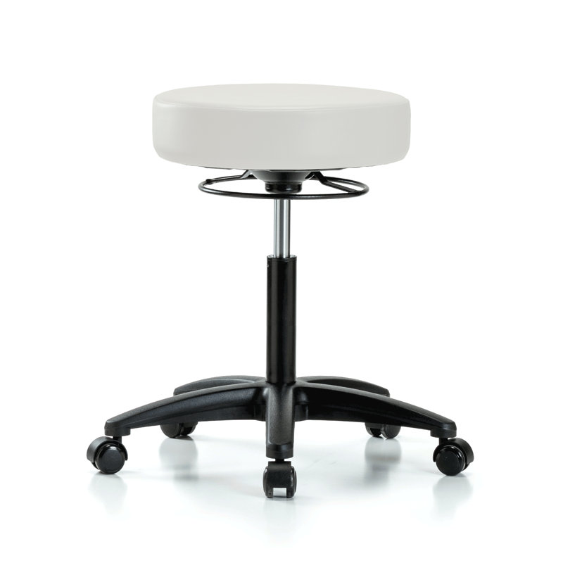 Tabouret pivotant réglable en hauteur PERCH à 360 degrés | Hauteur du banc moyen: 20,5 à 28 po, Vinyl blanc Adobe, Vinyle