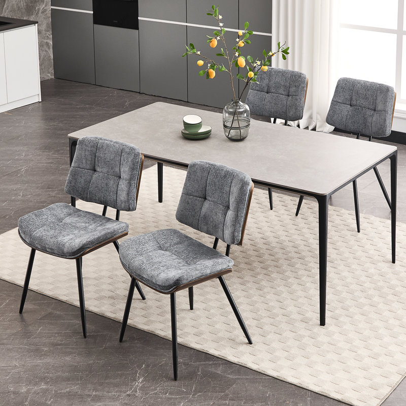 Fabric Upholstered Armless Chair, Gray