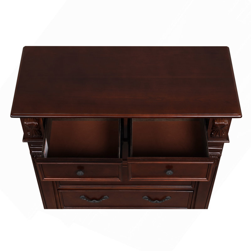 Commode 6 tiroirs Lyndon, cerise