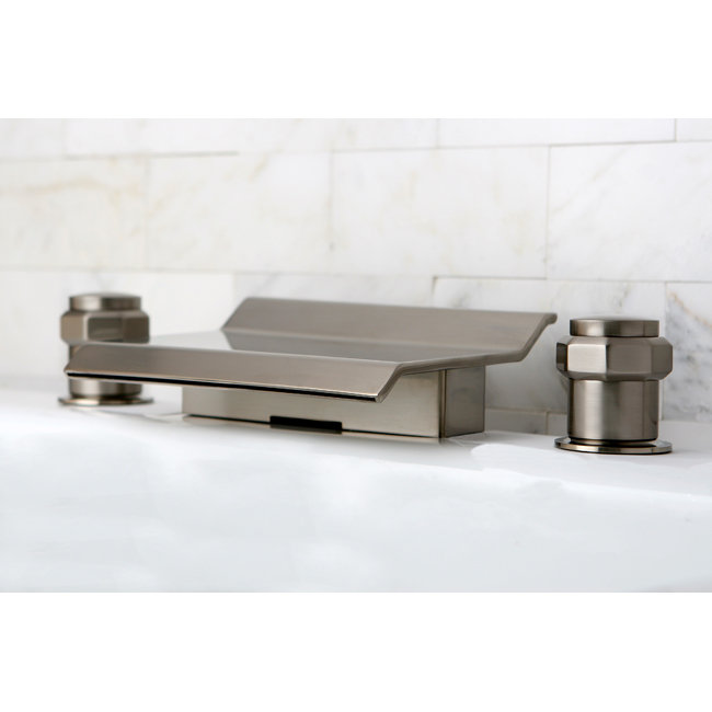 Milano Double Handle Deck Mounted Roman Tub Faucet, Polished Brass