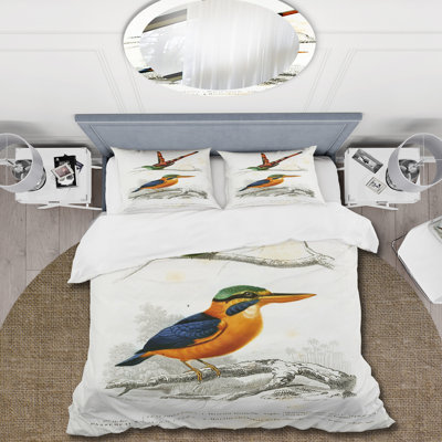 Vintage Bird I - Traditional Duvet Cover Set - Microfiber Polyester