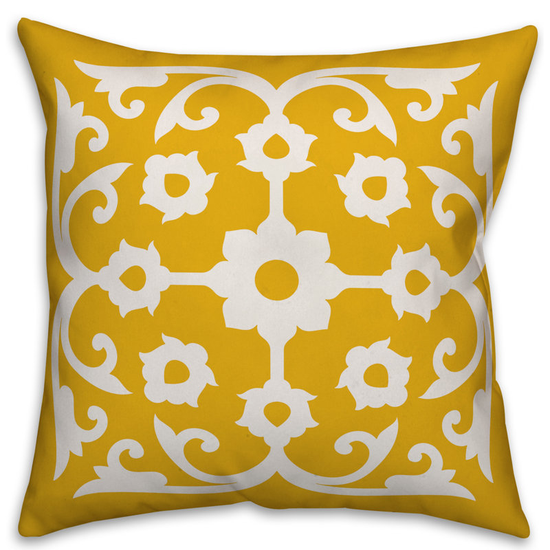 Housse de coussin Tile, 18 po x 18 po, Jaune, Polyester / bourre en polyester