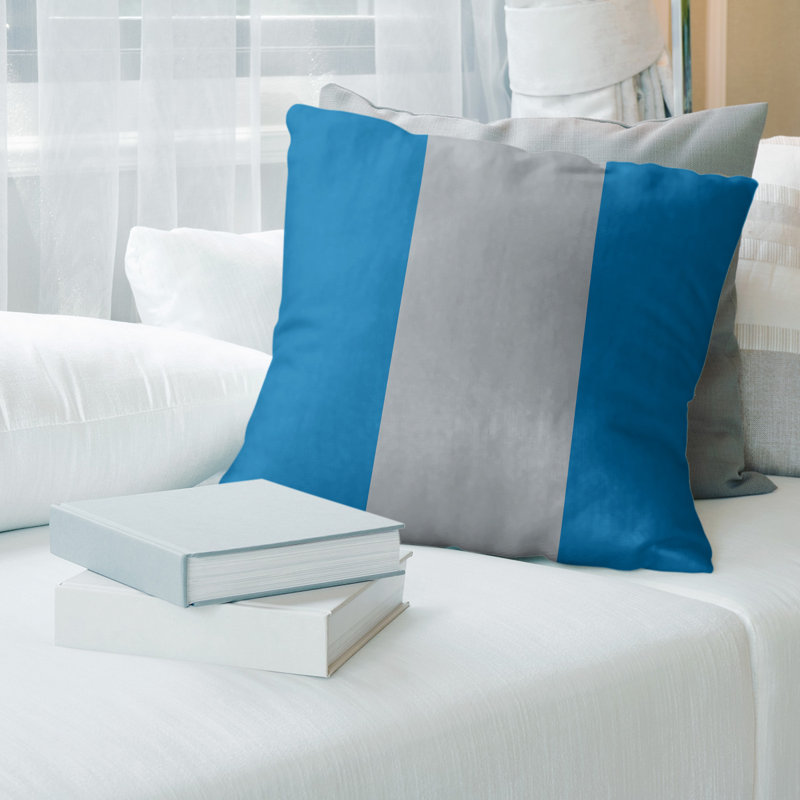 Housse de coussin, 20 po x 20 po, Bleu / Argent, Simili suède