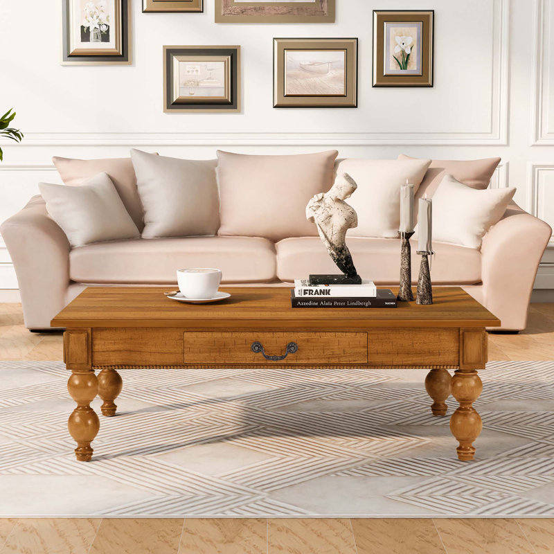 Table basse rectangulaire en bois avec tiroir de rangement