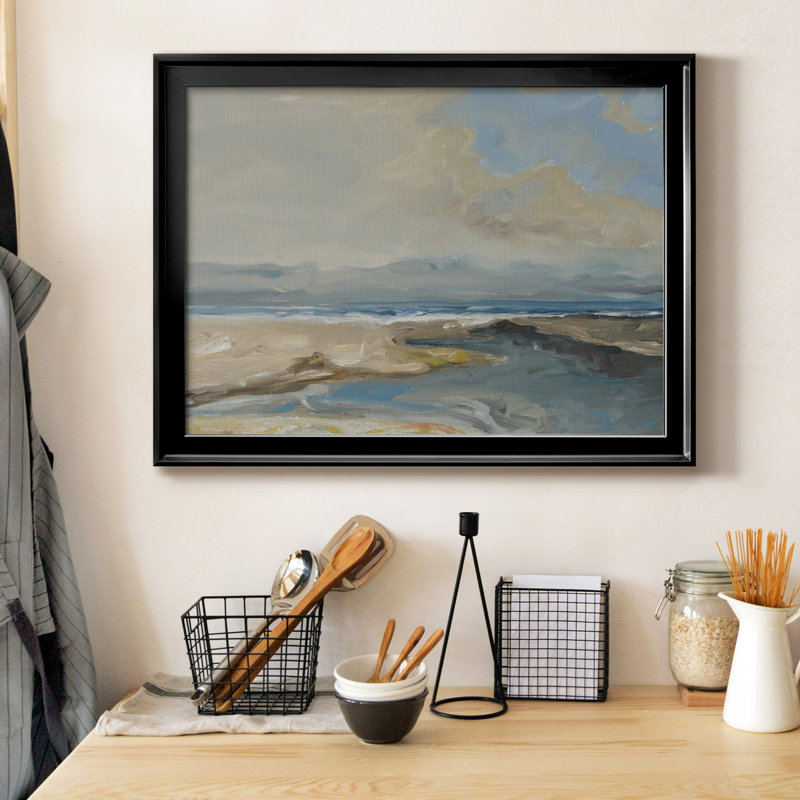 Lincoln Beach, Papier avec cadre noir, H 30,5 po x l 42,5 po x P 1 po, Pas de tapis