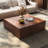 Wood Square Coffee Table with Storage Drawers for Living Room & Home Office