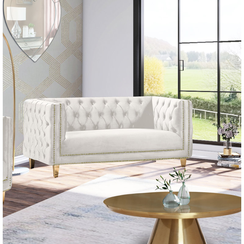 Sickels 66'' Velvet Loveseat, Cream Velvet