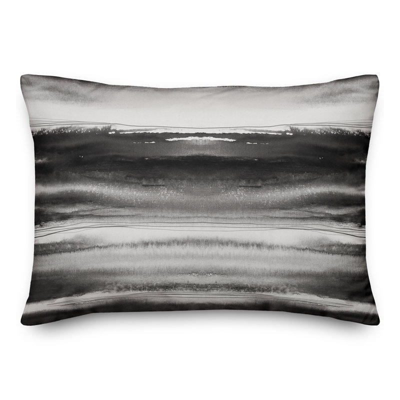 Abstract Outdoor Reversible Throw Pillow, Black, Abstract 2