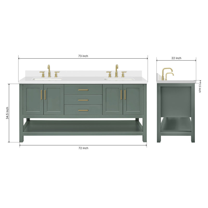 Magnolia Bath Vanity Oval Basin S073DWQ, Rectangular, Vintage Green