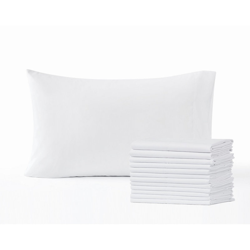 Truly Soft Hospitality Pack Plain Weave Microfiber 12 Piece White Pillowcases, King Pillow Case