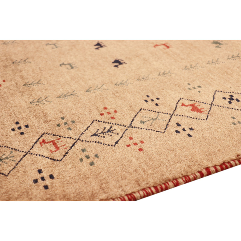 Hand-Knotted Gabbeh Lamb's Wool 3'4" x 4'10" Area Rug in Brown