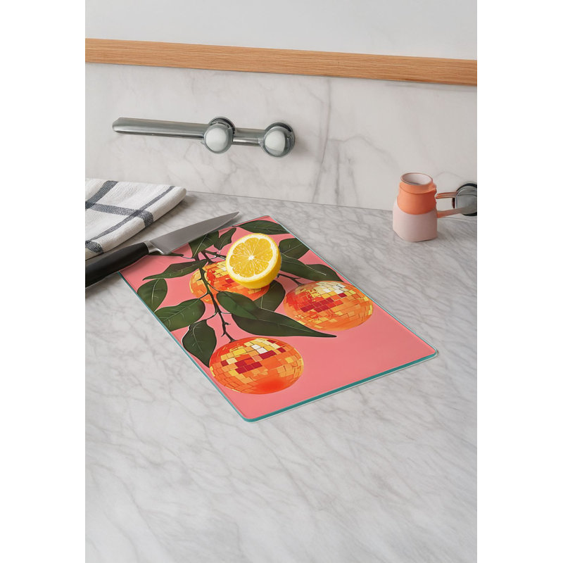 Durable Tempered Glass Cutting Board, 7.9 x 11.8 inches | 100% Antibacterial, Non-Slip Silicone Feet | Easy Clean Surface, Perfect for Food Prep & Kitchen Use, Not Dishwasher, Microwave, or Oven Safe