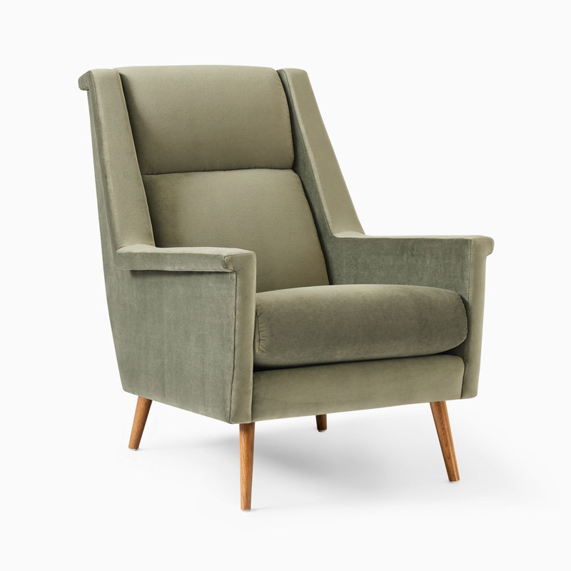 High-Back Mid-Century Chair - Wood Legs