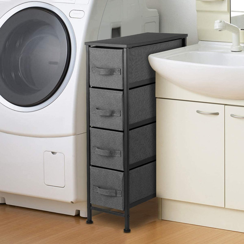 Commode 4 tiroirs H 19 po Hoghni, Noir clair