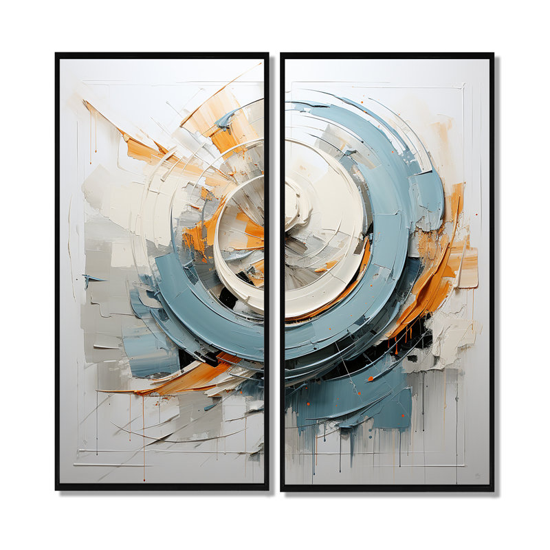 Whispering Motion - Décoration murale spirales abstraites, H 20 po x l 24 po, Impression encadrée flottante, Noir