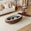 Table basse ovale à plateau relevable moderne avec placage en bois massif 47 po Modern-18242365
