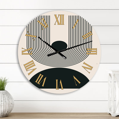 Late 20S Geometric Monochrome Aesthetics VII Wall Clock