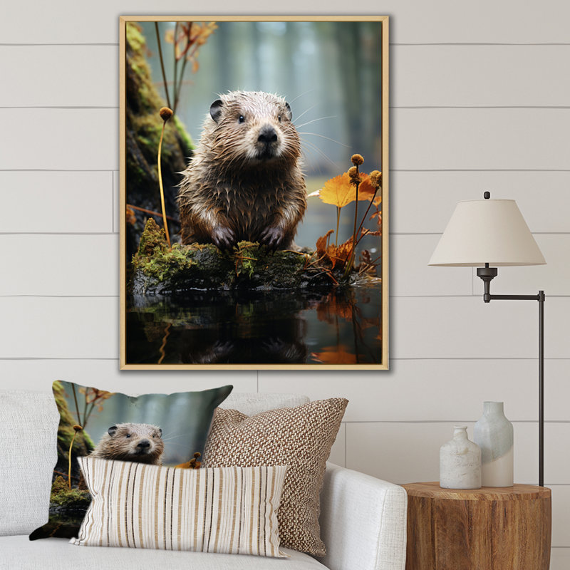 «Augustinas Beaver Animal», photographie sur toile, Naturel, H 32 po x l 16 po x P 1 po