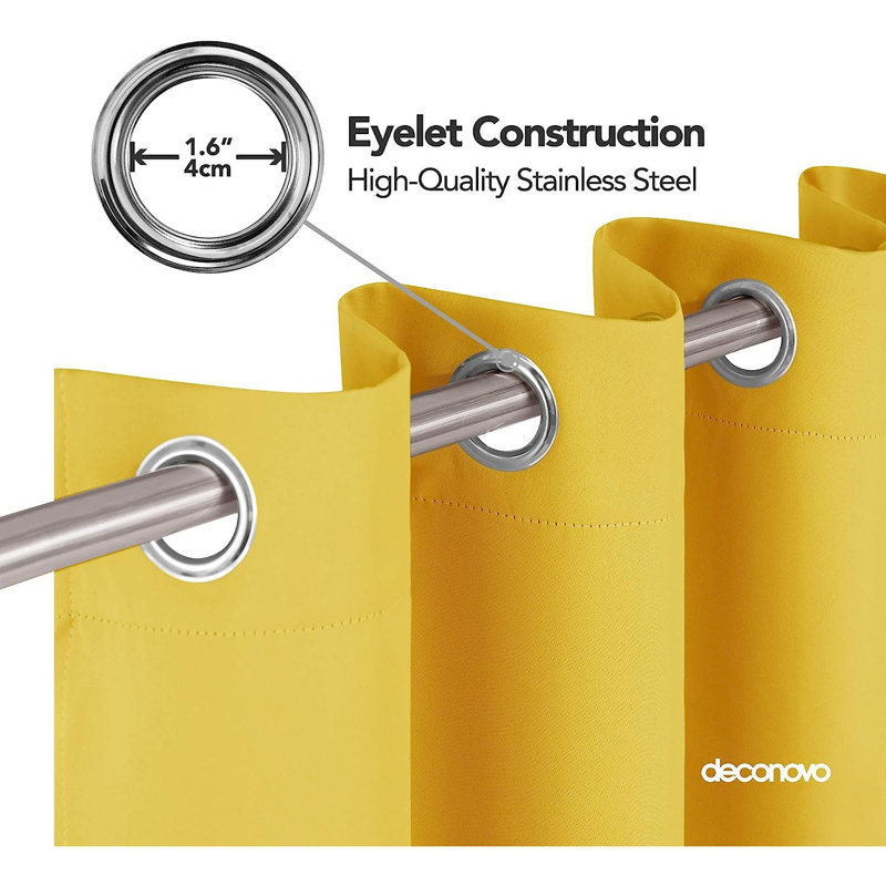 Blackout Door Curtain Pair, Lemon Yellow, 132 W x 183 D cm