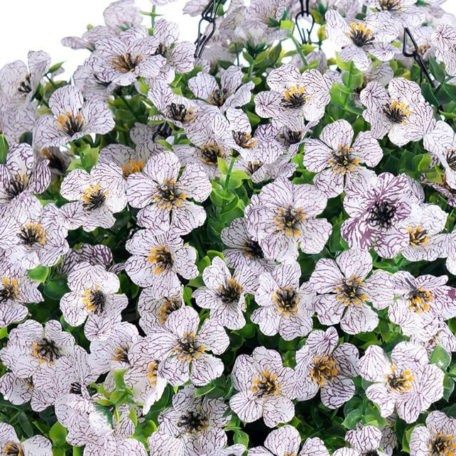Panier de fleurs artificielles artificielles pour l'été, Blanc crémeux