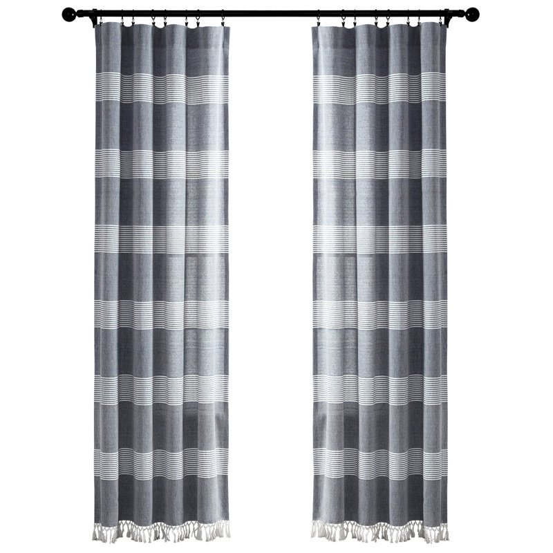 Paire de rideaux 100% coton Reyna, 40 po x 84 po, Bleu marine
