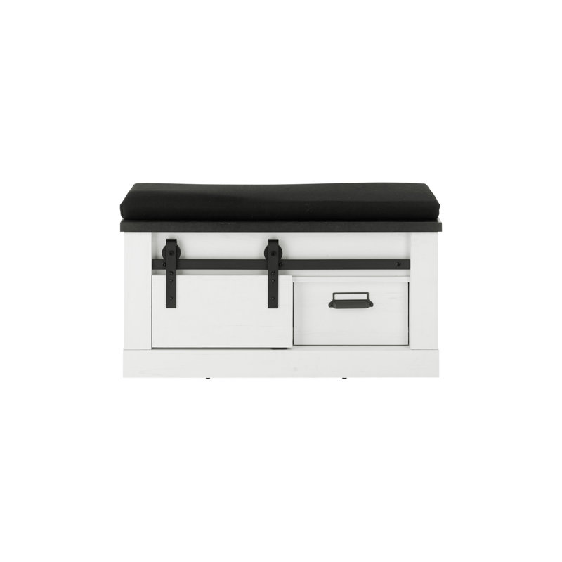 Jackeline Polyester Upholstered Storage Bench, White/Anthracite