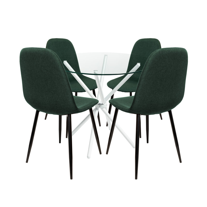 Rousseau 4 -Person Dining Set, Green, Black