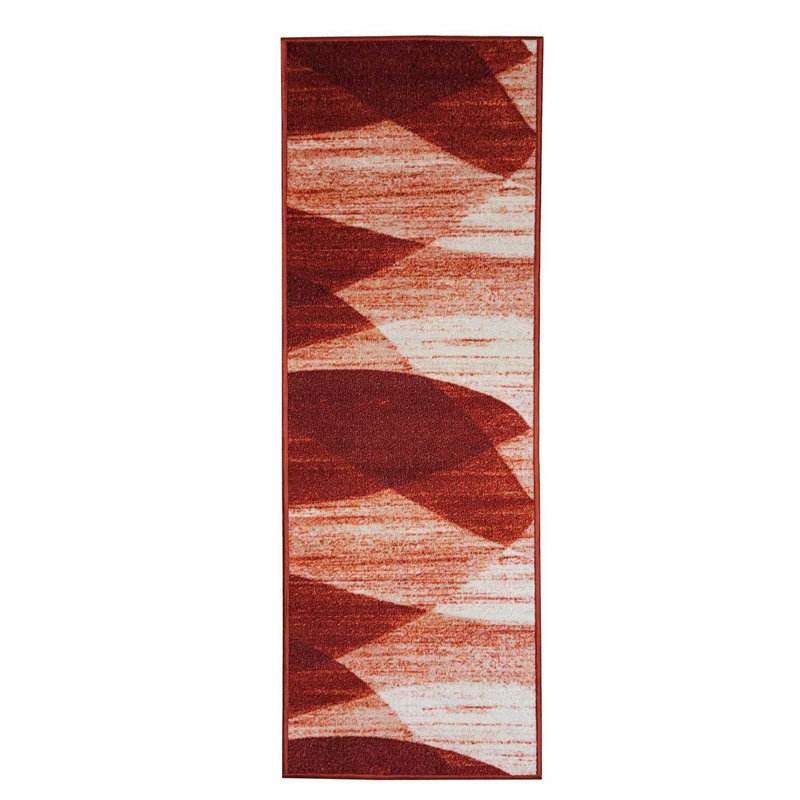 Tyvin Abstract Synthetic Water Resistant Non-Skid Kitchen Mat, Red Orange