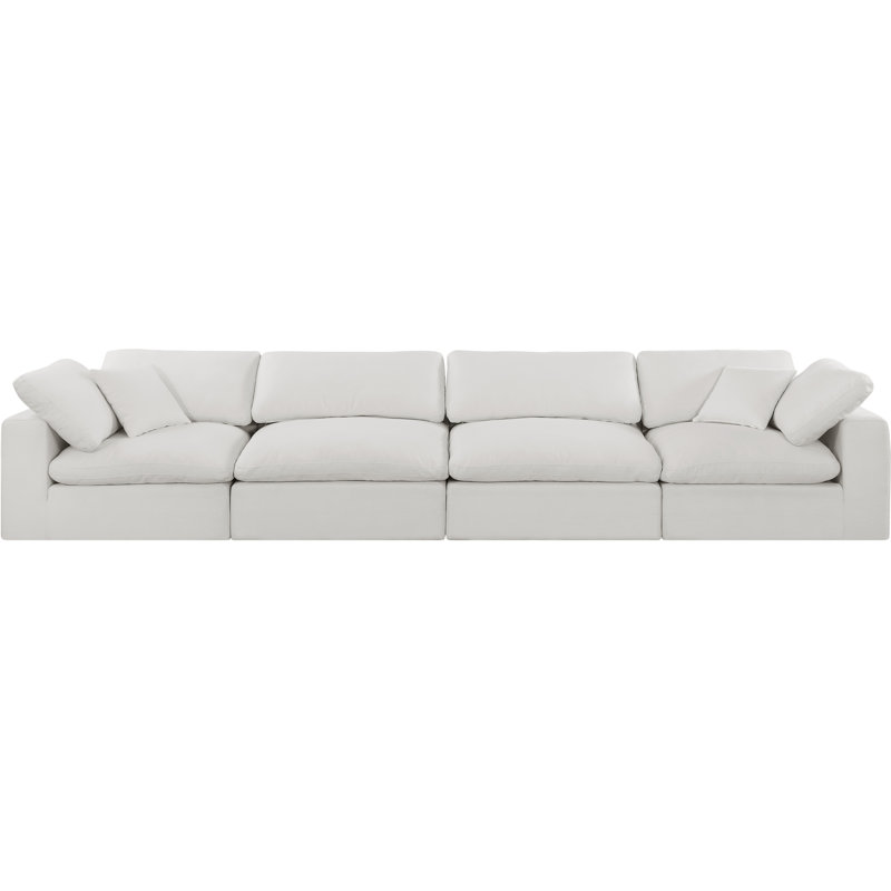 Hollynd 158" Linen Modular Sofa, Cream Linen Textured Fabric