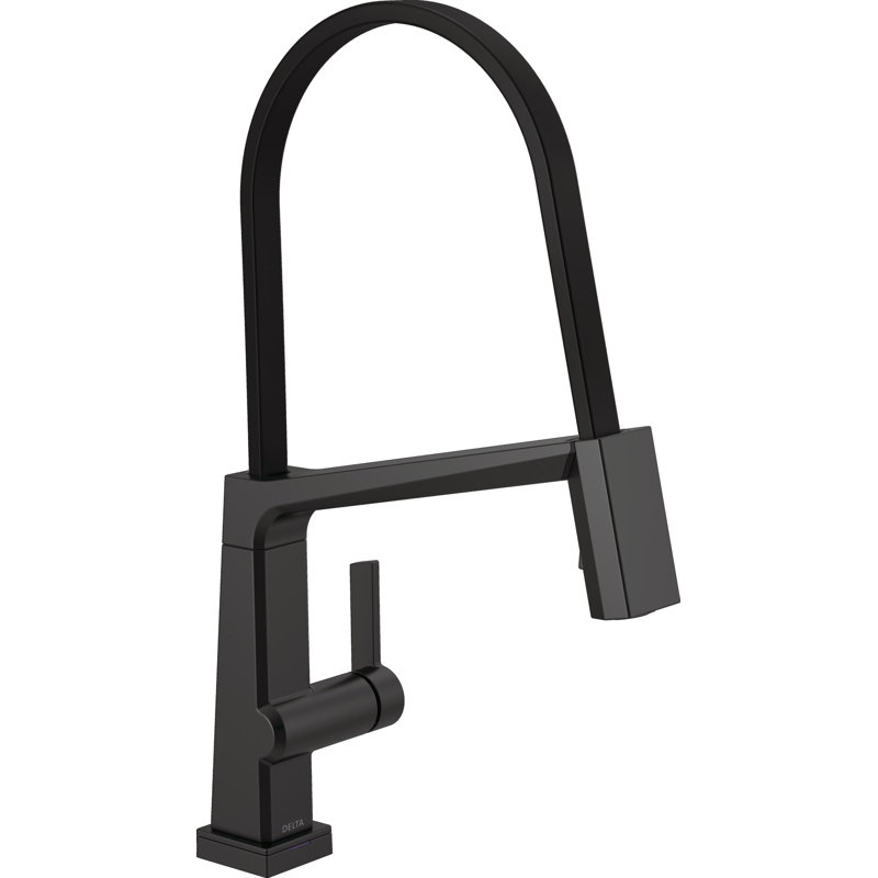 Robinet de cuisine pivotant à poignée simple, Noir mat