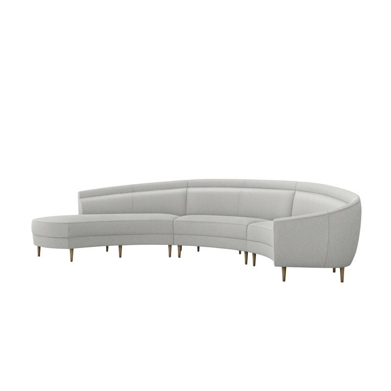 Capri Upholstered Curved Sectional, Left Hand Facing, Icy Gray, Fresco 100% Polyester